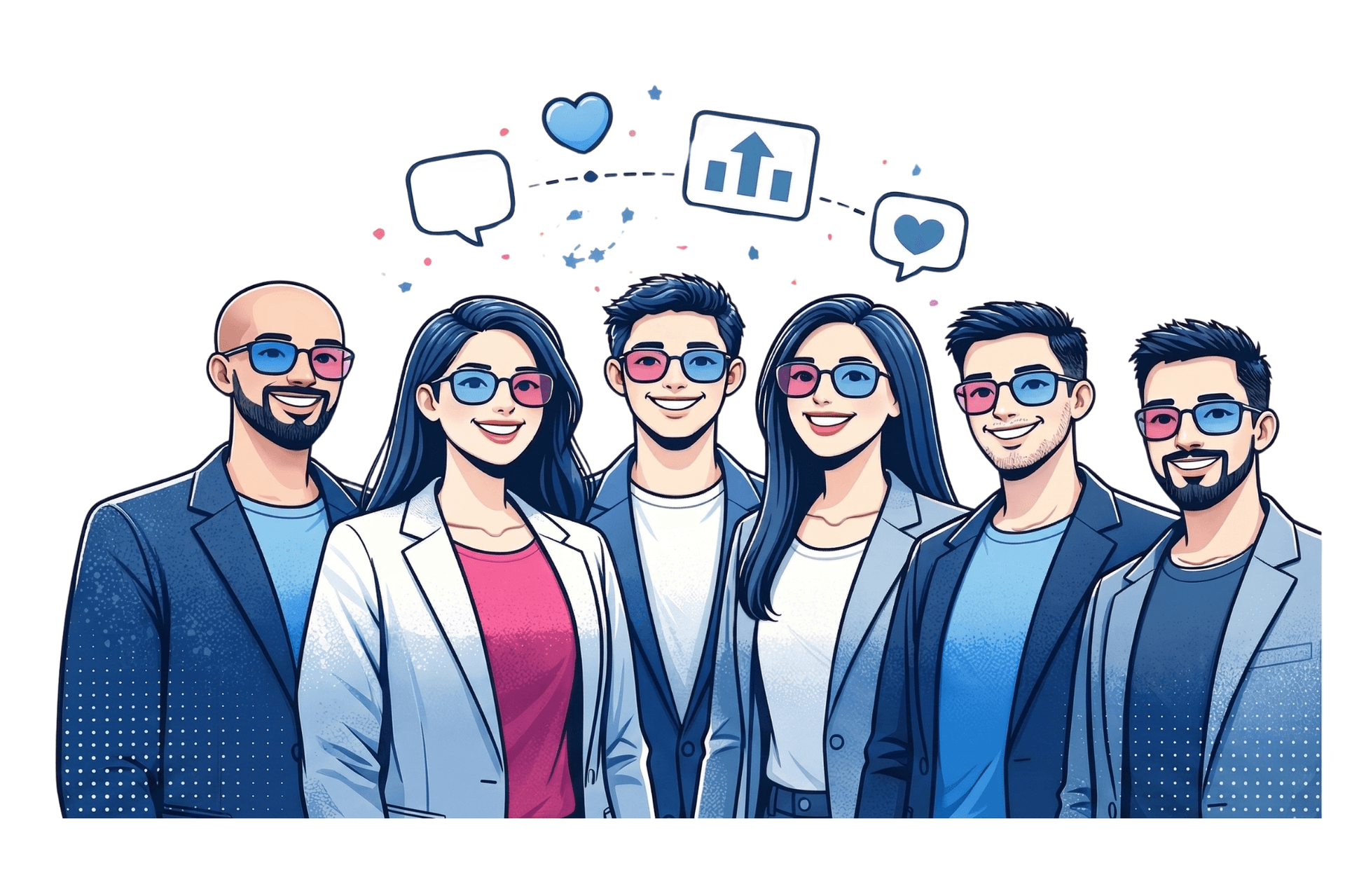 Ilustración del equipo PHD: profesionales especializados en Quality Engineering